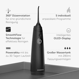 Wondersmile Munddusche PRO - Testsieger 2024-100 Tage risikofrei testen - SmoothFlow-Technologie f√ºr optimale Zahn- & Zahnfleischpflege - mit 5 Modi - PowerAkku mit bis zu 30 Tagen Laufzeit