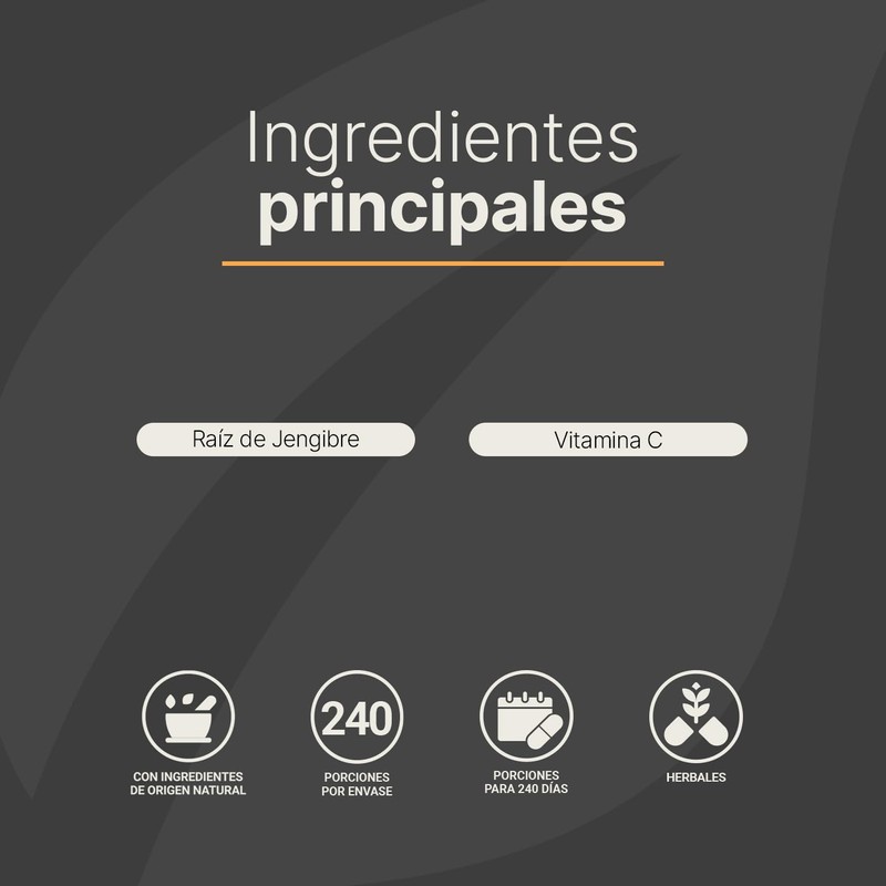 Vitamina C + Jengibre de 240 Cápsulas Marca B Life.