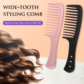 Set of 2 Professional Styling Combs – Versatile Pink and Classic Black Hairdresser's Tools for Precision Styling & Sectioning