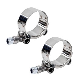 JUSTTOP 2PCS 1.5 Inch T-Bolt Hose Clamp, Adjustable 43-49mm Clamp Range for 1.5" Hose ID, Stainless Steel Heavy Duty Pipe Clamps for Turbo Intake Intercooler, Car Accessories