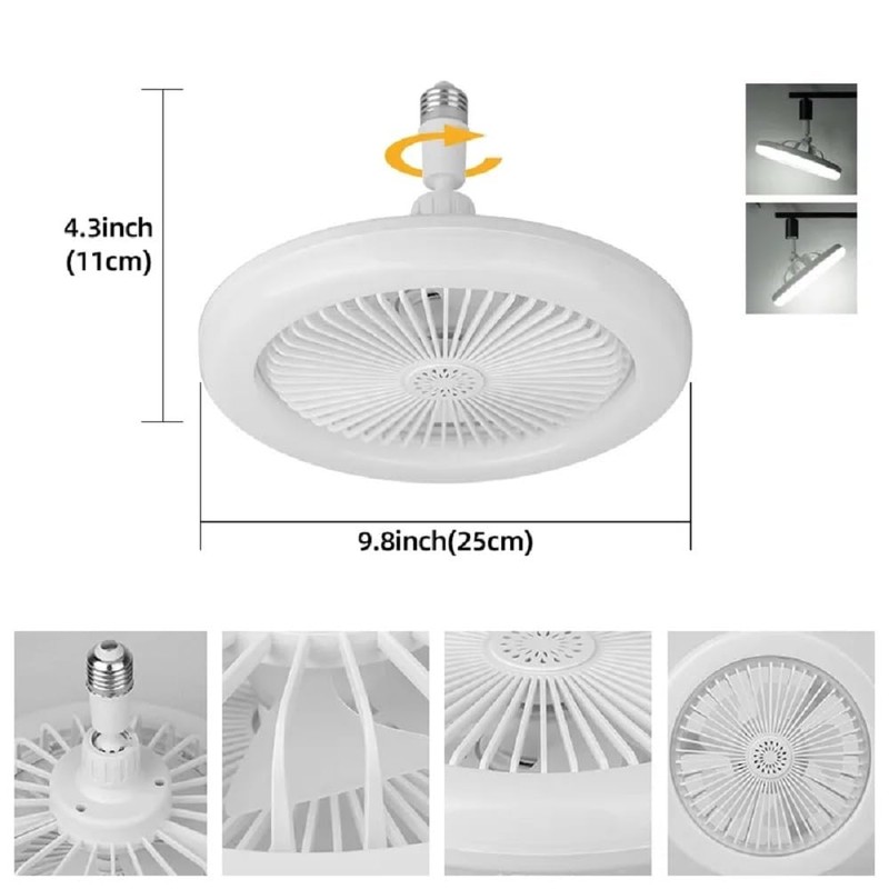 Peaoop Silent Socket Fan Light - Screw-in Ceiling Fan Light