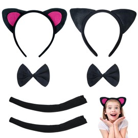 UILYNIU 6 Piece Cat Cosplay Set Cat Costume Cat Costume Children Girls Plush Claw Ears Tail for Children Women Cat Costume Adults for Carnival Party Costume Accessories, black