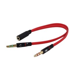 Headphone Splitter for Computer 3.5mm Female to 2 Dual 3.5mm Male Headphone Mic Audio Y Splitter Cable Smartphone Headset to PC Adapter, Upgraded, Red