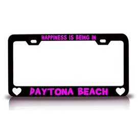 Custom Brother - Happiness is Being in Daytona Beach City Cities Metal Car SUV Truck License Plate Frame Bl f82