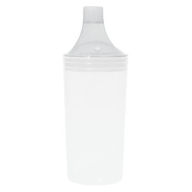 Drinking/Feeding Cup with 2 Spouts and Straw Holes Small/Narrow Spout allows for drinking Liquids, Larger/Wider Spout for more Solid or Blended Food Easy to hold and use Reduces risk of Spillage