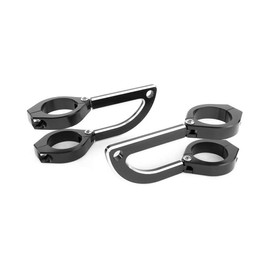Custom Chopper Motorcycle Headlight Headlamp Brackets with 40-41mm Diameter Fork Clamps in Billet Aluminium NO FORK REMOVAL REQUIRED