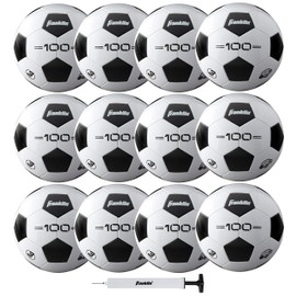 Franklin Sports Size 3 F-100 Youth 12 Pack Bulk Soccer Balls with Pump