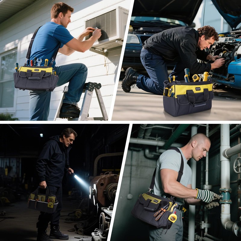 TICONN Heavy Duty Tool Bag with Multi-Pockets, Portable Tool Box