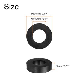 QUARKZMAN Pack of 48 Rubber Spacers, 20 mm Outer Diameter, 10 mm Inner Diameter, 5 mm Height, Round Anti-Vibration Spacer, Rubber Bushing Seals, Thick Rubber Discs for Home, Car, Accessories