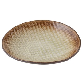 Marui Pottery MR-3-4190 Shigaraki Ware Hechimon Plate, Diameter Approximately 6.3 inches (16 cm), Mosaic, Brown