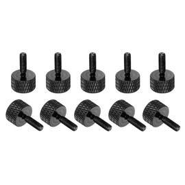 sourcing map M3x10mm Knurled Thumb Screw, 10 Pcs Aluminum Alloy Flat Knurled Head Thumb Screws Bolts Grip Knobs Fasteners for PC Computer Case, Black