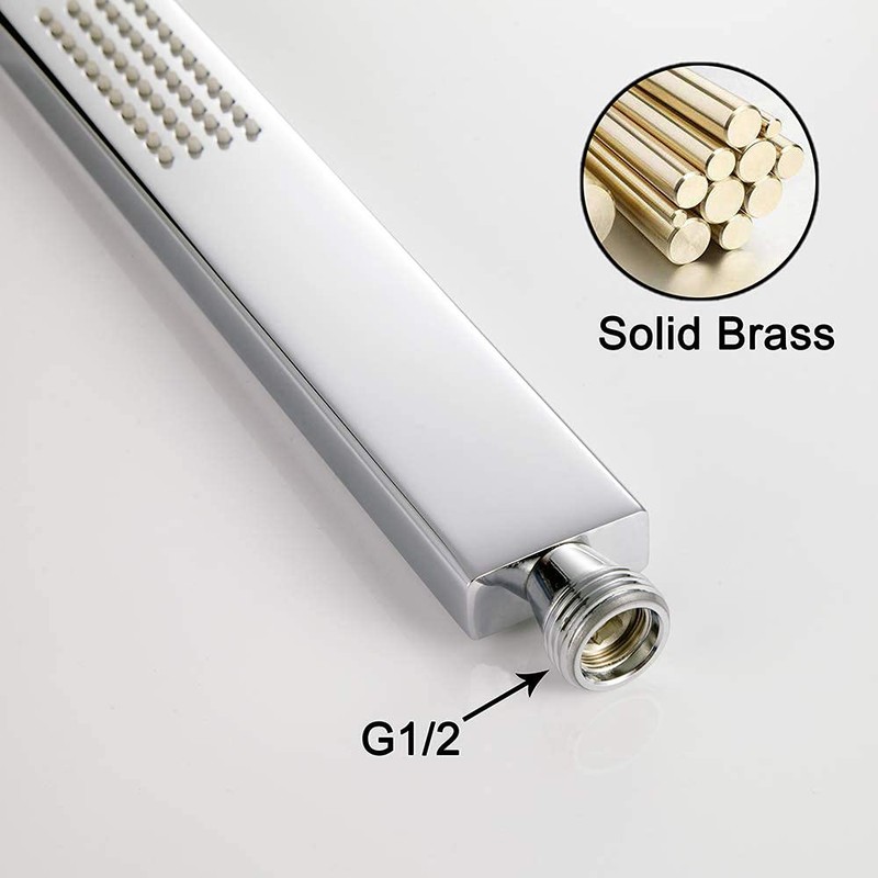 Ownace Square Solid Brass Chrome Hand Held Shower Head With