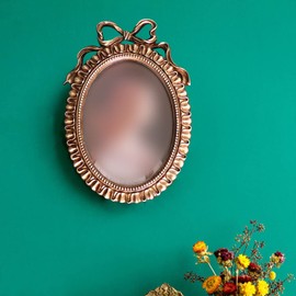 WAYUTO Vintage Picture Frame 5x8 Inch Room Decor Antique Photo Frames with Glass Front Photo Display Tabletop Wall Hanging Gift Ideas Gold Bowknot