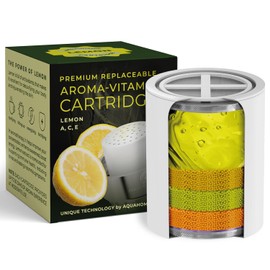 AquaHomeGroup Vitamin C + E + A Shower Filter Replacement Cartridge with Aroma Granules (Lemon) - Removes Chlorine, Supports Skin & Hair Health - Compatible with Similar 15 20 Stage Filters