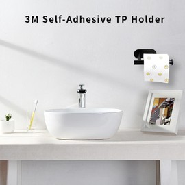 Toilet Paper Holder Self-Adhesive Roll Holder Stand Wall Mount no Drilling SUS304 Stainless Steel Paper Holders for Bathroom,Kitchen,Washroom (1Pack,Matt Black)