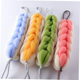 WOONEKY 4Pcs Dual Color Exfoliating Back Scrubber Professional Bathing Scrubber for Muscle Relaxation and Gentle Exfoliation Lemon