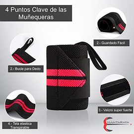 Manta Raya Muñequeras Gym para Levantamiento de Pesas Wrist Wraps Profesionales con lazo para pulgar un par                                           