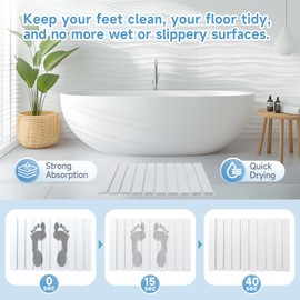 Langierspur Foldable Stone Bath Mat, Non-Slip Quick Dry Bath Mat, Super Absorbent Diatomaceous Earth Mat, Easy to Clean and Store, Compact Bathroom Mat for Bathtub and Shower，23.6" x 15.4"