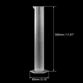 sourcing map Plastic Graduated Cylinder, 250ml Measuring Cylinder, Science Test Tube Beakers, Single Metric Scale, Clear Hex Base Flask for Lab Home 2pcs