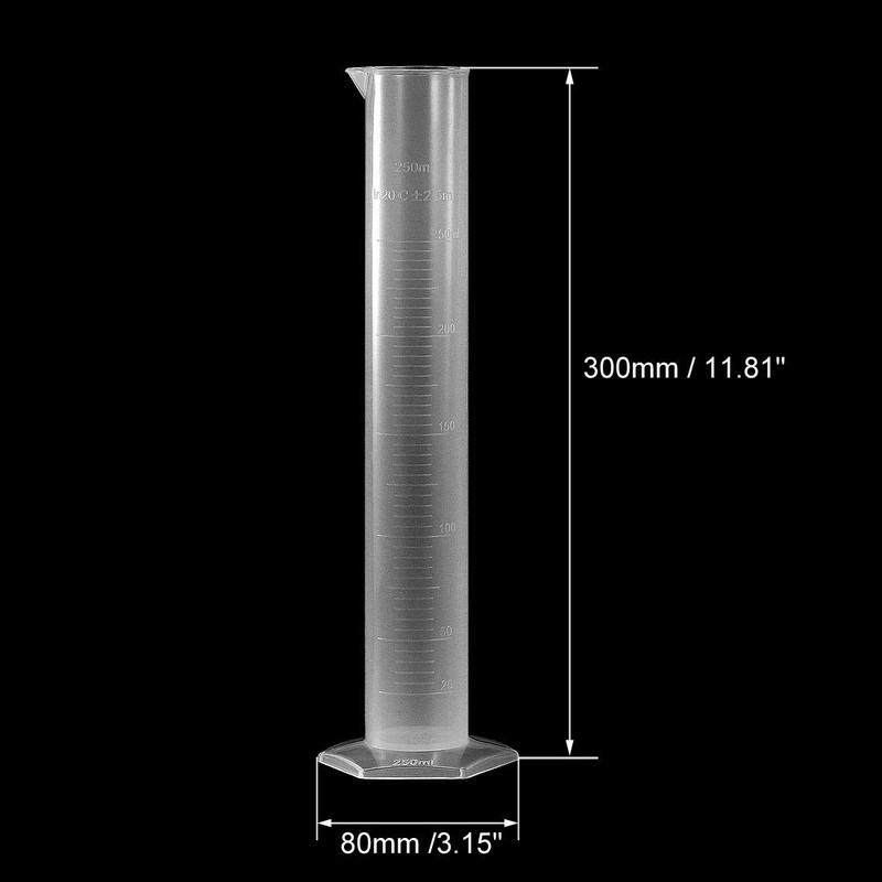 sourcing map Plastic Graduated Cylinder, 250ml Measuring Cylinder, Science Test