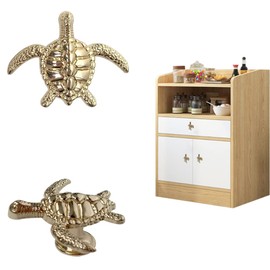 LD-YUNJIA Ocean Beach Themed Cabinet Knobs, Sea Turtle Drawer Knobs Decorative Furniture Drawer Knobs Dresser Handles Pulls 2 Pieces (Gold)