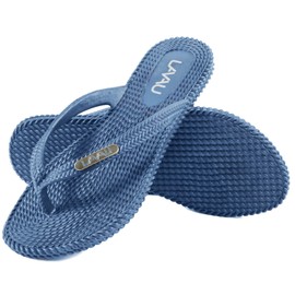 LAVAU Chanclas para mujer, impermeables, antideslizantes, para ducha, playa, piscina, 100% reciclables, Azul marino, 10