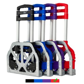 FCH Folding Hand Truck, Aluminum Portable Folding Hand Cart,165lbs Capacity Hand Cart and Dolly Ideal for Home, Auto, Office,Travel Use, Red