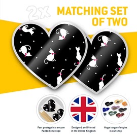 2 x Heart Stickers 7.5 cm - Black Polka Dots Cats Kitten Pink Fun Decals for Laptops,Tablets,Luggage,Scrap Booking,Fridges, #44324