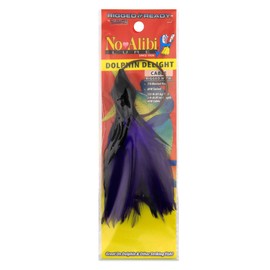 No Alibi Dolphin Delight Rigged & Ready, Black/Purple Skirt, 1.5 oz Head, 6 inch, 7/0 Mustad Hook, AFW Swivel, 135 lb AFW Cable, 3 ft