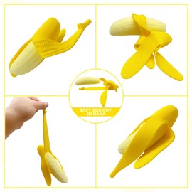 Banana Stress Balls for Adults and Kids, Fruit Squishy Toys, Squeeze Ball, Stretchy Banana Squishy Ball, Banana Stress Ball Sensory Toys for Party Favors