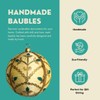 Lalit 10cm Beige Bauble with Gold Embroidery & Teal Accents