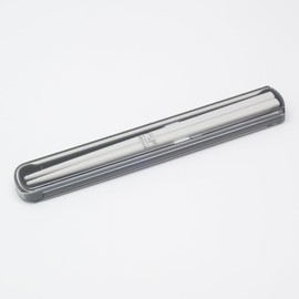 OSK HS-16 Chopsticks 7.7 inches (19.5 cm), Pull Lid and Chopsticks Case Set, Calm Color, Charcoal, CMC No.3, Made in Japan, Antibacterial, Dishwasher Safe