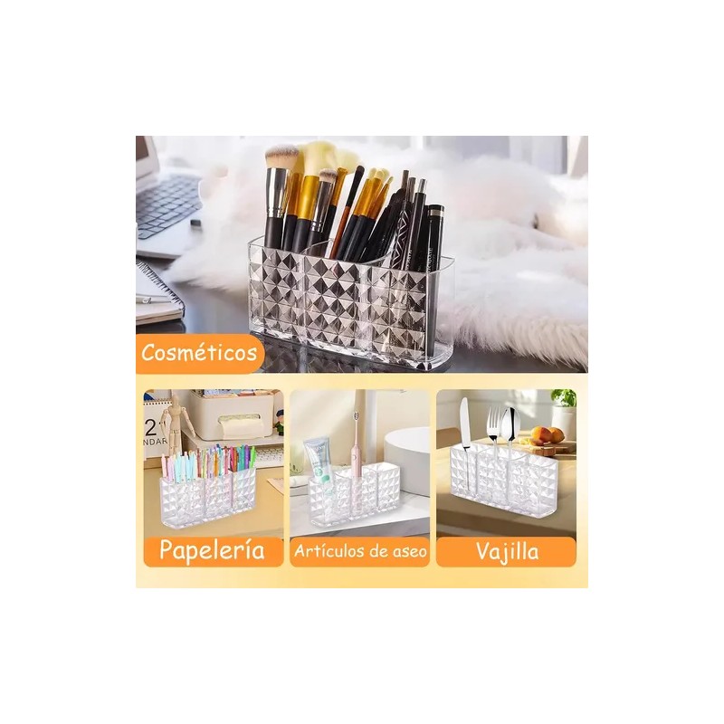 Organizador Maquillaje Acrílico 3compartimentos Transparente