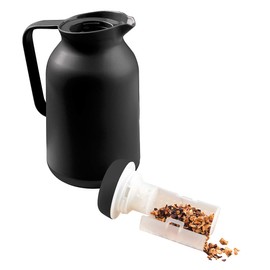 Rosenstein & Söhne Thermal Teapot with Strainer: 2-in-1 Vacuum Insulated Jug for Coffee and Tea, with Tea Strainer, 1 Litre (Tea Insulated Jug with Strainer, Insulated Teapot with Strainer, Water