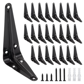 Mormchlots 24Pcs 4 x 3 Inch Black Shelf Brackets, Heavy-Duty Metal Steel Corner L Brackets for Shelves Shelf, Bookshelf, Garden Boards, Wall Hanging Shelves Decoration Clapboard