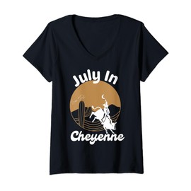 Womens July In Lane Frost Cheyenne V-Neck T-Shirt