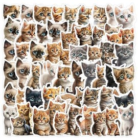 BINSNES Cat Sticker Set, PVC Material, Waterproof, Reusable, Vibrant Colors, Stickers, Big Eyes Cats, Pushkin Kittens, Cute Cat (Big Eyes Cat)
