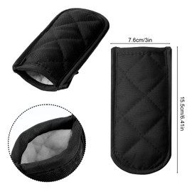 Xindojuz 4 PCS Cast Iron Skillet Handle Covers, Pan Pot Handle Holders Heat Resistant Non-Slip Cotton Cast Iron Handles Sleeves Mitt Protector for Kitchen, BBQ and Baking Cookware(Black)