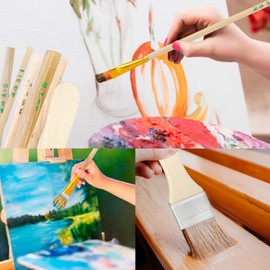7 Pcs Mop Brush for Acrylic Painting, Assorted Size Paint Brushes for Acrylic Painting Blending Brush with Wooden Handle Gilding Brushes for Acrylic Foil Gold Oil Painting Face Body Art