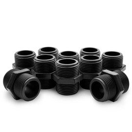 Bwintech 10 Pcs Black 1/2" BSP Thread PVC Male to Male Hex Nipple Connector,Suitable for Farmland Irrigation, Green Plant Cultivation and Water Pipe Connection