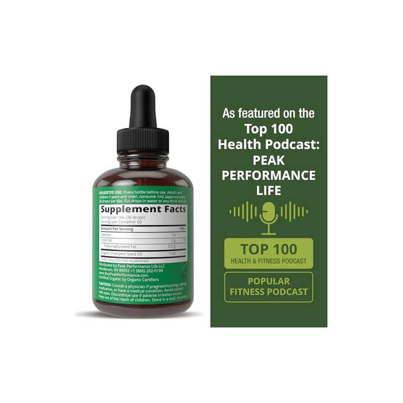 Peak Performance Aceite de Semilla de Calabaza. Extracto L?quido Vegano
