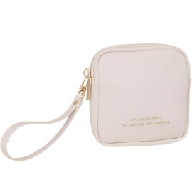 Square Clutch Cosmetic Bag, Portable Storage Bag, Make Up Bag for Women, Small Makeup Pouch for Business Trips Gyms (White)