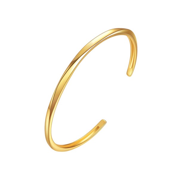 E Open Cuff Bracelet for Women, 14K Gold Plated Bangle Bracelet Couples Oval Love Bracelets Plain Polished & Inlaid Cuff Bangle Jewelry stackable Bracelet Gift for Women -Gold