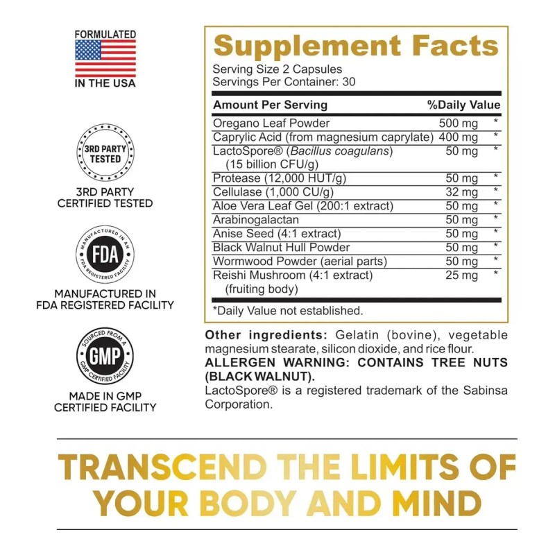 Pure Peak Candida Cleanse - Gut Colon Support 60 Cpsulas