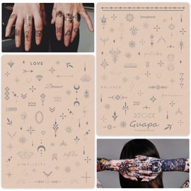 Guapa 3 PCS Double-Sided Silicone Finger Tattoo Practice Skin - 80 Stencil Designs for Fine Line Tattoo Skill Improvement