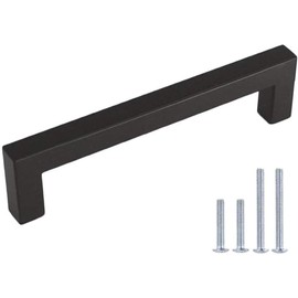 LONTAN LSJ12BK Rail Handles with Hole Spacing 128 mm Bar Handle Drawer Handles Furniture Handle, Black