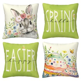 AGAXOZW Easter Throw Pillow Covers Set of 4, 18x18 Inches Pillow Covers Home Décor for Sofa Couch Bedroom Decorations