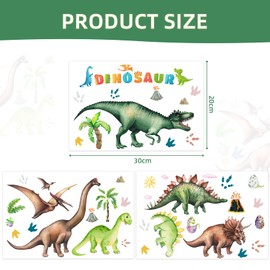 Dinosaurs Wall Decals, Glow in The Dark Dinosaur Wall Stickers Watercolor Dinosaur Wall Decor for Kids Boys Bedroom Decoration