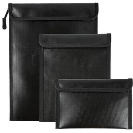 Fireproof Document Bags, 2000°F Heat Resistant, Waterproof Storage Pouches for Cash and Passports, 3-Pack, Black (Sliver-3Pack)