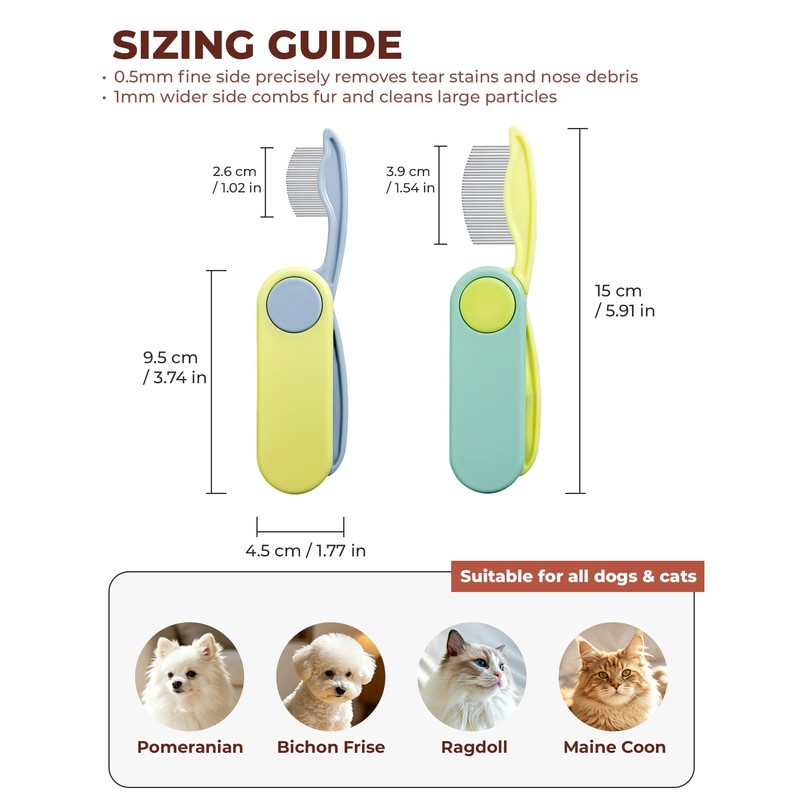 ETIALURE Portable Flea Comb for Small Dogs & Cats, Professional